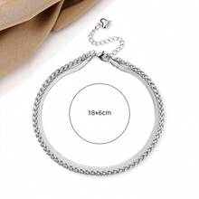1pc Minimalist Stainless Steel Double Layer Snake Bone Chain Anklet