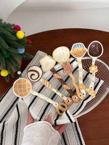 Lingurițe de supă drăguțe în formă de desert, lingură de pâine ceramică, lingură drăguță pentru fructe de pădure, lingurițe de desert în formă de brioșă/ananas/croissant, lingurițe adorabile pentru bucătărie