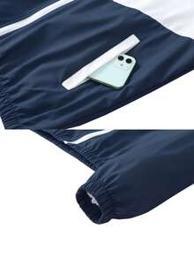 Alpha Camp 男士休闲运动套装，外套和裤子，运动时尚，适合年轻男士，春秋皆宜 - 藏蓝色 - 查看 8