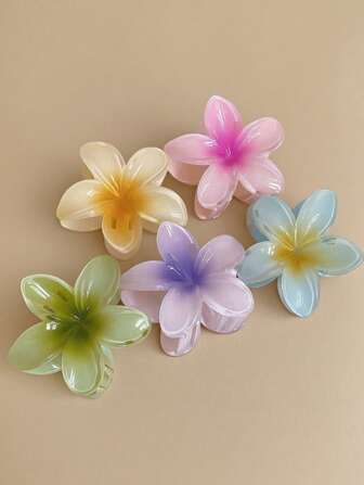 1 Stück Süße mehrfarbige Batik-Blumen Haarklammer für Damen als lässiges und Urlaubs Haaraccessoire
