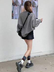 1 件女童休闲厚套头衫，秋冬舒适学生针织衫 - 柔软舒适的纯色毛衣，适合温暖的日子和寒冷的夜晚 - 淺灰色 - 查看 8