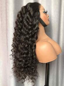 13x4 Deep Wave Lace Front Wigs Human Hair Pre Plucked 28 Inch 13x4 HD Transparent Lace Frontal Curly Wigs Human Hair 200% Density Deep Curly Human Hair Wigs For Women Natural Black - Natural Black - 查看 2