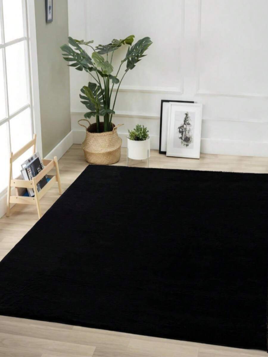Jassrug Rabbit 30 Mm Fur Carpet – 120x180 Cm – 100% Polyester – Made In Turkey - Black - View 1