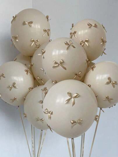 10/92/102 Stücke elfenbeinfarben Latex Ballons mit goldener Schleifen Dekoration, essentiell für Party Dekoration, geeignet für Geburtstags Party, Hochzeit, Fotografie Requisiten, Weihnachten, Neujahr und mehr