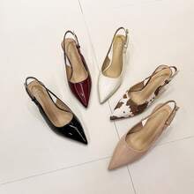 Women's Adjustable Buckle Design Pointed Toe High Heels - Beige - View 4