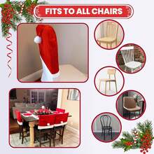 6pcs-Christmas Chair Back Cover Holiday Dress Christmas Big Hat Printed Non-Woven Christmas Chair Cover, Can Be Used In The Dining Room, Bedroom, Kitchen Outdoor A Variety Of Scenes,Red Xmas Decorative Dust-Proof Chair Slipcover,Hristmas Chair Covers Classic Red Chair Back Covers Winter Dining Room Seat Covers Washable Chair Slipcovers For Home Kitchen Hotel