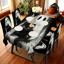 1/4/5/6/7/36pcs Halloween Theme, GhostPrinted Chair Covers / Chair Cover Set, Suitable For Indoor Home Restaurant, Hotel Modern Daily Decoration,Party Decoration,Wedding Decoration,Dining Room Decoration,Kitchen Decoration,Tablecloth Suitable For Square Tables, Elastic Chair Covers Can Be Washed
