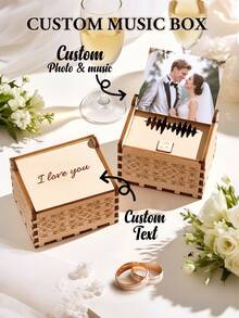 1个定制婚礼音乐盒 - 个性化激光雕刻木质纪念品，可刻照片和温馨寄语，是结婚礼物、母亲节礼物、父亲节礼物、送给情侣、爸爸、妈妈、奶奶、新妈妈、母女增进感情、第一个母亲节、周年纪念、夏季假期礼物、纪念礼物、多功能、茶室装饰、母亲节礼物、永恒的爱、客厅装饰的理想之选。 - 婚禮款式 - 查看 9