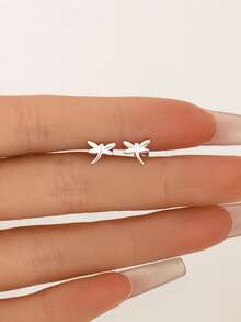 1只16G迷你蜻蜓耳骨钉,金色扁平耳环 | 迷你耳环 | 可叠戴耳环 | 蜻蜓耳环 | 925纯银饰品 | 适合女性日常佩戴 | 单只出售(非一对) - 彩色 - 查看 4