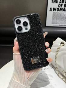 1pc Black Velvet Texture Fully Encrusted Rhinestones Shockproof 2-In-1 Phone Case Compatible With IPhone 15 Pro Max/17 Pro Max/17 Ari/S25 Ultra Waterproof Anti-Fall Scratch Resistant