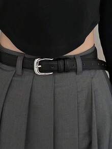 2件套女士简约银色扣皮带套装，休闲时尚学院风，适合搭配裙子，夏季、秋季、万圣节皆宜的束腰带 - 彩色 - 查看 2