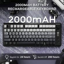 ATTACK SHARK ZIYOU LANG M75 Wireless Gaming Keyboard, With Smart Display And Knob, Bluetooth/2.4GHz Dual Mode, PBT Gradient Keycaps, Rainbow Backlight, 82-Key TKL Membrane Keyboard, Mechanical Feel, For Gaming/Office - Black - Multicolor - View 4
