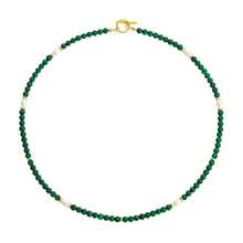 Minimalist Style 4mm Small Natural Green Malachite Gemstone Necklace For Women OT Clasp Necklace Gemstone Jewelry