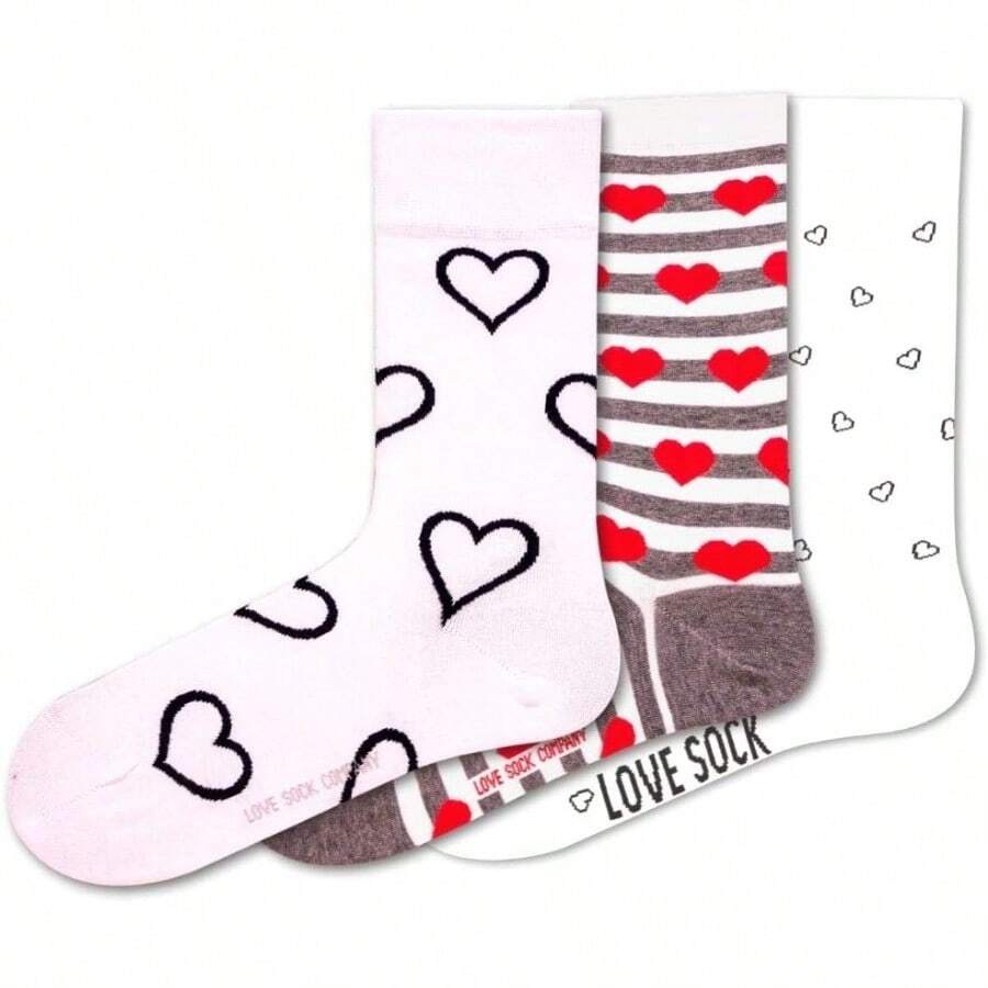 3 Pair Colorful Funky Patterned Women's Crew Dress Socks - Big Polka - View 1