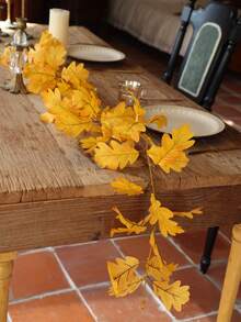 ANNA'S WHIMSY 1pc 170cm Artificial Oak Leaf Vine Garland, Suitable For Autumn, Thanksgiving, Halloween Decor, Indoor Cabinet, Hanging Decoration, Dining Table Center, Staircase Railing, Outdoor Door And Window Decoration,Fake Plants - Multicolor - View 12