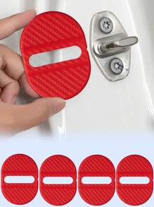 4Pcs Carbon Fiber Textured Anti-Rust Door Lock Cover – Universal Shock-Absorbing And Noise-Reducing Buffer Pad For Door Locks, Rainproof And Moisture-Proof