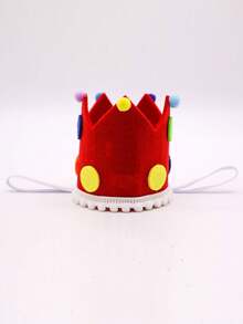 1pc Red Circus Element Crown Style Hat, Suitable For Party