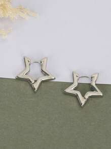 1 Pair Fashionable Minimalist Geometric Star Earrings For Women, Suitable For Banquet, Party, Holiday And Daily Wear
