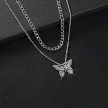 1 Stück, modischer Edelstahl geometrischer einfacher Schmetterling Anhänger Halskette, exquisite Schlüsselbein Kette Anhänger Halskette, minimalistisches luxuriöses Accessoire Geschenk