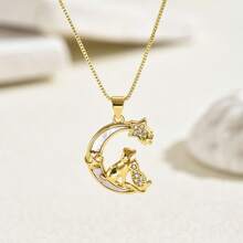 时尚简约治愈系喵王守护星月吊坠项链女生百搭可爱项圈