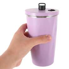 1 件 20 盎司不锈钢金属杯，带盖和吸管，可重复使用真空隔热旅行杯，隔热冷饮防漏杯，户外车载咖啡杯 - 淡紫色 - 查看 2