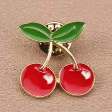 珐琅樱桃胸针，可爱简约风格，不对称造型，时尚书包服装配饰，男女通用礼物，办公室配饰衬衫夹克珠宝圣诞节万圣节 - 彩色 - 查看 10