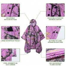 3-In-1 Multifunctional Hooded Rain Poncho With Neckline Buttons, Portable Raincoat With Pockets , Lightweight Rain Jacket For Adult Outdoor Activities