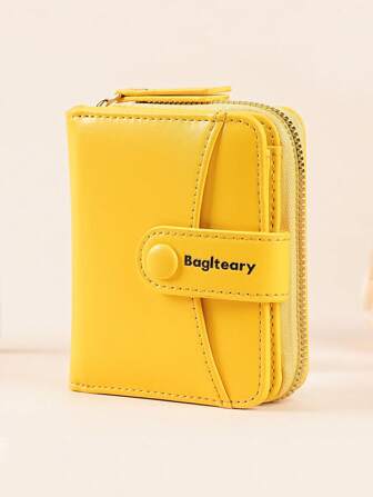 New Minimalist Plain Color Short Women Wallet Korean Style Snap Button Coin Purse Multi-Function Fashion High-End Wallet For Women Wallet Mini Wallet Purse Wallet Small Wallet Cute Wallet Wallet