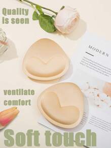 11cm/4.33in/1 Pair Of Self-Adhesive Silicone Thin Upper And Thicker Invisible Ultra-Thick Underwear Sponge Pads For Swimsuit Bikini Push-Up Breast Pads, Solid Color Breast Pads, Bra Cup Pads