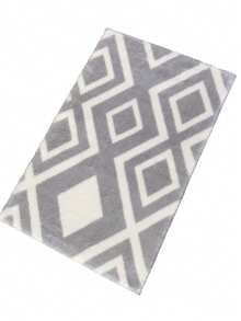 Made In Turkey - Jassrug Royal Tile Bathroom Carpet 50x80 Cm – Non-Slip Base - Soft & Durable - Grey - View 1