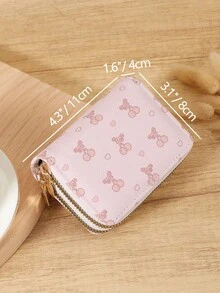 Pink Bow Heart Pattern Multi-Function Coin Purse, Dual Zipper Card Holder, Multi-Card Slot Card Case, Can Store Credit Cards, Lightweight & Minimalist, Fashion & Modern, Business Versatile, Suitable For Anniversary, Christmas, Valentine's Day, Birthday And Other Occasions, Also Can Be Gift For Lover, Female, Girl, Lady, Or As Backpack, Dorm And Back To School Supplies - Pink - View 9