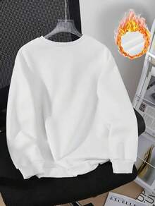 Sudadera Cuello redondo, Deportiva Casual y a la Moda para Mujer, Adecuada para Otoño e Invierno, Cómoda y Suave, con Patrón de Estrellas Azules - Blanco - Ver 2