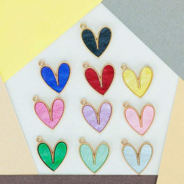 20 pièces dans un sac Breloques en alliage de résine en forme de cœur 16x18mm pour la fabrication d'accessoires DIY tels que boucles d'oreilles, colliers. Accessoires de bijouterie en alliage DIY pour accessoires de cheveux, porte-clés, breloques de sac