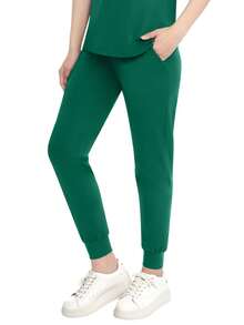 Women's Scrub Pants, Yoga Joggers, Elastic Drawstring Waistband, Zipper Pockets, Sweat Wicking Quick Dry Mid-Rise Slim Fit Cargo Pants Fall Clothes For Women