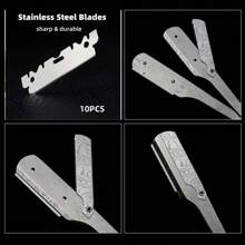Straight Razors For Men, Folding Vintage Barber Razor, Portable And Space-Saving Barber Steel Razor Wooden Handle Manual Shaving Razor For Men Safe For Beard Sideburns And Short Hair - Brown