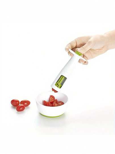 1pc Manual Fruit Slicer - Plastic Kitchen Tool, Ergonomic Design, & Efficient For Cutting Tomatoes, Grapes, Berries | Portable, No Electricity Needed, User-Friendly, Compact & Sturdy, Suitable For Cooking Beginners