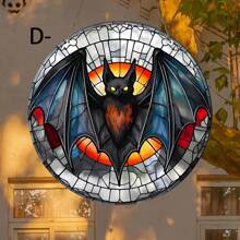 1 Pieza de Atrapasol de Acrílico con Estilo de Vitral de Murciélago y Calabaza Góticos - Decoración Vibrante de Halloween para el Hogar, Bar o Jardín, Ideas de Regalo Perfectas, Decoraciones de Halloween