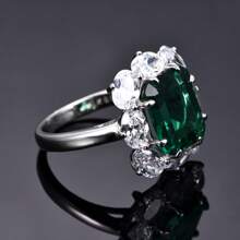 Dissoo 1pc 2025 New 925 Silver Ring, Elegant Square Green Synthetic Zirconia Inlaid Ring, Women's Jewelry Ring, Gift For Back To School, Beach Party, Banquet, Partner
