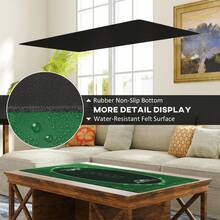 Water-Resistant 6-Player Poker Mat With Felt Surface And Carrying Bag - Green Professional Poker Table Accessory - Green - View 3