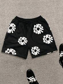 2025 Summer Beach Pants Casual Harajuku Y2 American 3D Printed Flower Shorts Vacation Outdoors Men Shorts Male Shorts - 黑色 - 查看 1
