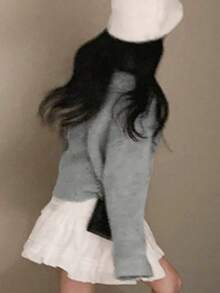 Women Simple And Comfortable Long Sleeve Pullover Sweater, Autumn/Winter 2525 - Ash - View 5