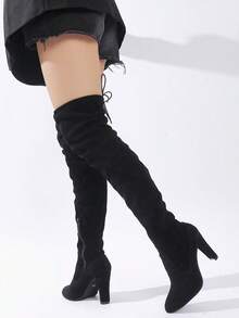 Wide Fit Boots For Women Knees,Plus Size,With Heels,Wide Calf,Tacones De Mujer Elegantes,Black Fashion Elegance - 黑色 - 查看 4
