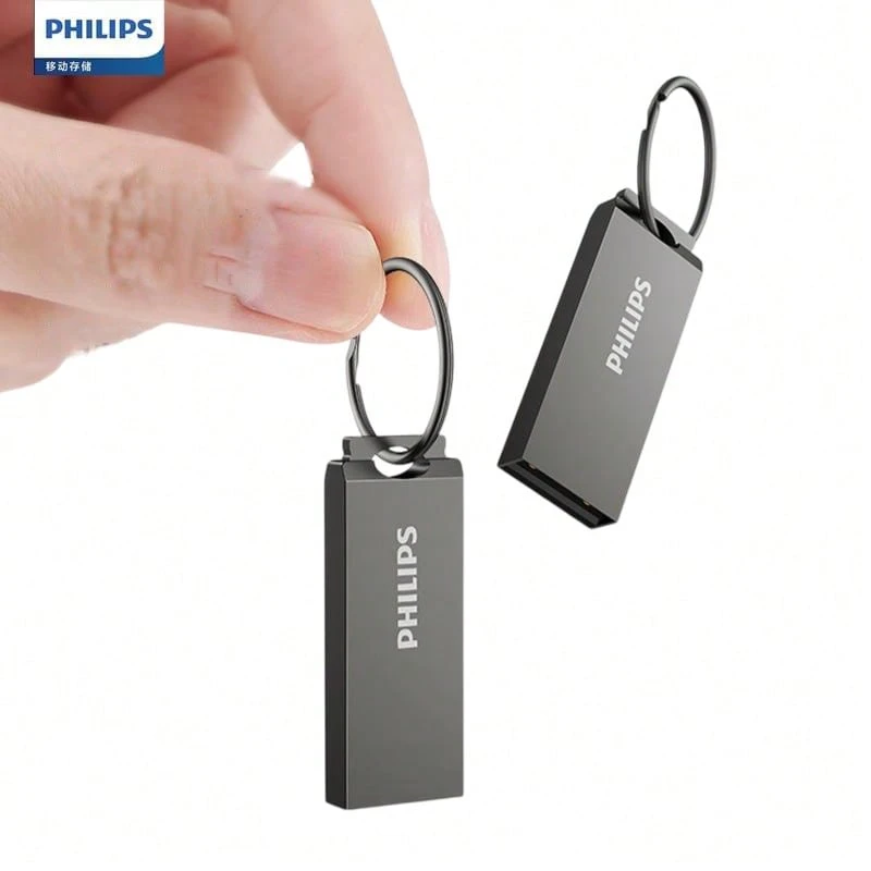 Philips 21UA-B Metal USB Flash Drive, USB 2.0 Interface, Steady Gray Appearance, Compact Size For Easy Carry, Suitable For Office, Study, And In-Car Use, Stable Storage Performance, Classic And Durable - Grey - View 1
