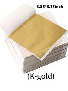 100pcs Imitation Gold Silver Foil Paper Leaf Gilding DIY Art Craft Paper Birthday Party Wedding Cake Decorations Resin Candle Plaster Craft Art Nail Decoration - Multicolor - View 2