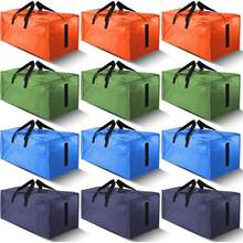 Entrega local Paquete de 8 cajas de almacenamiento y transporte grandes y resistentes con cremalleras y asas de transporte - resistentes al agua, plegables para ahorrar espacio, alternativa a las cajas de mudanza (semi transparente) - Multicolor - Ver 9