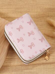 Pink Bow Heart Pattern Multi-Function Coin Purse, Dual Zipper Card Holder, Multi-Card Slot Card Case, Can Store Credit Cards, Lightweight & Minimalist, Fashion & Modern, Business Versatile, Suitable For Anniversary, Christmas, Valentine's Day, Birthday And Other Occasions, Also Can Be Gift For Lover, Female, Girl, Lady, Or As Backpack, Dorm And Back To School Supplies - Pink - View 8