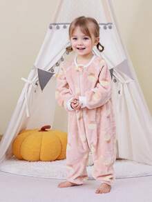 Infant Toddler Baby Girl Flannel Leg Split Sleep Bags For Four Seasons Wear Fluffy Fleece Pink Long Sleeve Cozy Soft Overalls Sleepsack 0-3Y