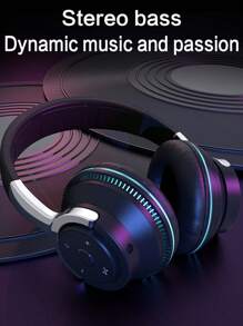 Casques d'écoute de jeu sans fil avec son surround 9D, lumières colorées, basses puissantes, réduction de bruit et microphone HD