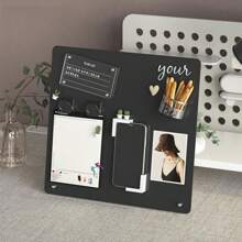 Magnetic Bulletin Board With Stand - 11.4x11.8 Inch Black Metal Tabletop Organizer With 4 Strong Magnets & Clips, Sleek Modern Design For Home Office, Classroom, Workspace - Magnetic Display Board, Office Organization, Minimalist Style, Sturdy Construction, Corporate Setup