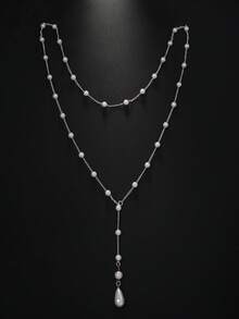 1pc Women's Sexy Pearl Back Chain, Beach Ocean Style Fashion Body Jewelry Chain